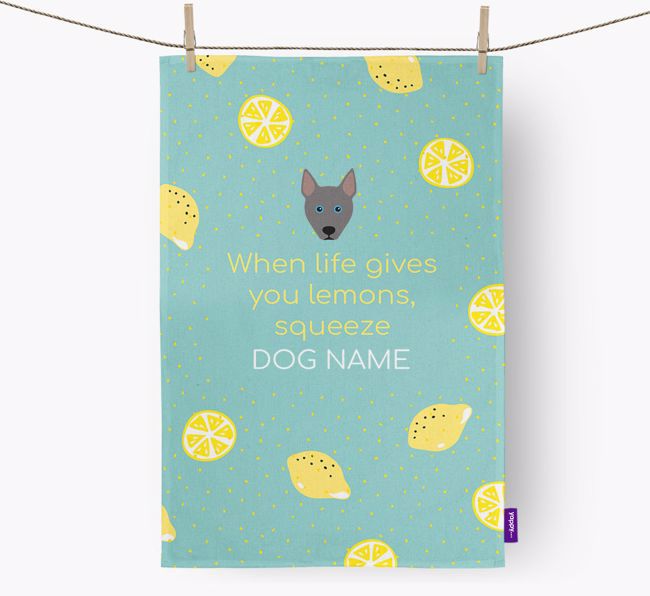 Personalised 'When Life Gives You Lemons' Tea Towel with {breedFullName} Icon